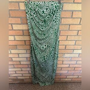 Susana Monaco Green & White Draped Sleeveless Abstract Maxi Dress Sample Piece